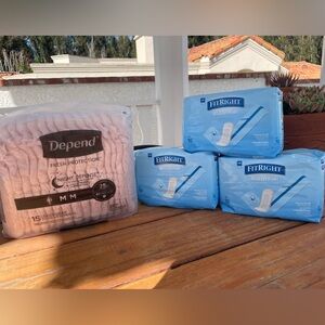 Ladies Depends - Night Defense Underwear & Fit Right Maximum Bladder Pads~New